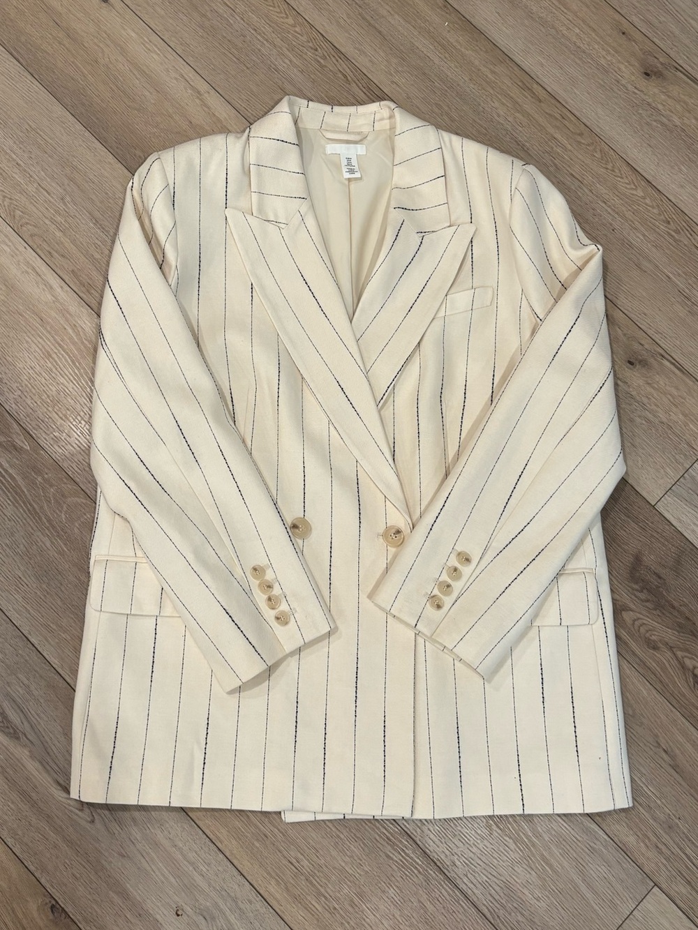 H&M Cream Blazer with Navy Pinstripes